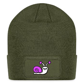 Snail angry furious evil unhappy annoyed funny fun - Patch Beanie - olive - Front