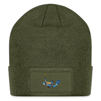 Aerial Diver in Blue Suit - Patch Beanie - olive - Front