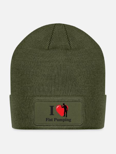 I Love Fist Pumping - Patch Beanie - olive