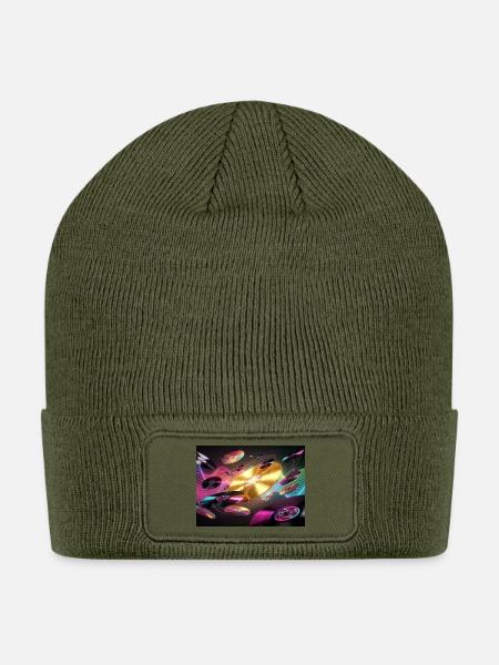 Cosmic Vinyl Nebula - Patch Beanie - olive