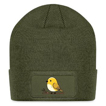 Adorable Yellow Bird on Branch Illustration - Patch Beanie - olive - Front
