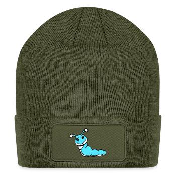 Caterpillar sweet little happy smile cute friendly - Patch Beanie - olive - Front