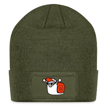 Snail sunglasses cute sweet happy cool smile funny - Patch Beanie - olive - Front