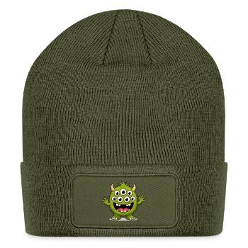 Green Monster with Many Eyes - Patch Beanie - olive - Front