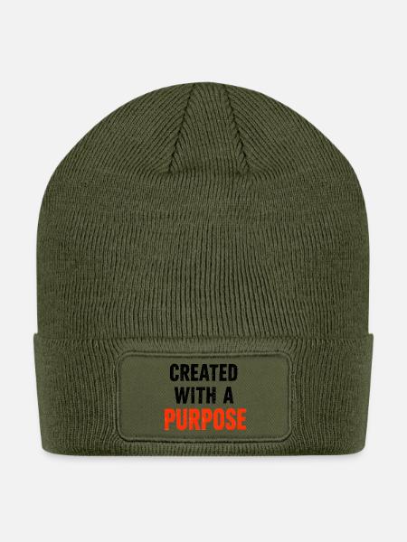 Empowered Created with a Purpose - Patch Beanie - olive