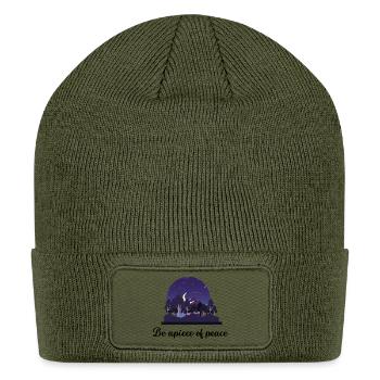 Aesthetic Night Forest Moon Scene - Patch Beanie - olive - Front