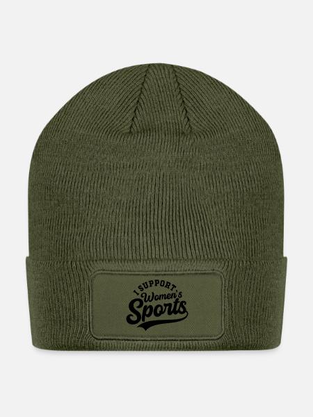 I Support Womens Sports - Patch Beanie - olive
