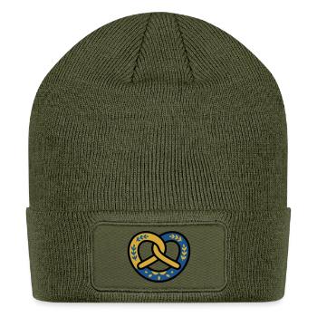 Pretzel Bavarian Pattern Munich Beer Garden - Patch Beanie - olive - Front