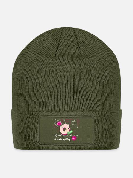 Sweet Donut Funny Dentist Pun Shirt - Patch Beanie - olive