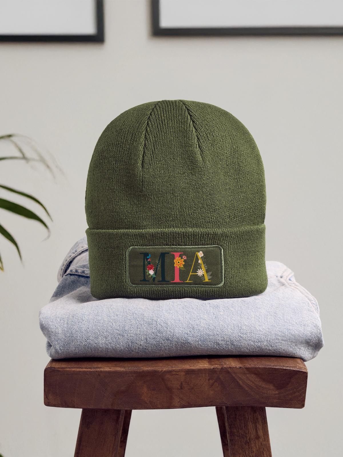 Mia - Patch Beanie - olive - Front