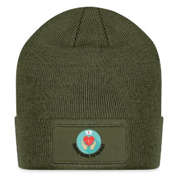 Healing Hands, Caring Hearts – Nurse T-Shirt - Patch Beanie - olive - Front