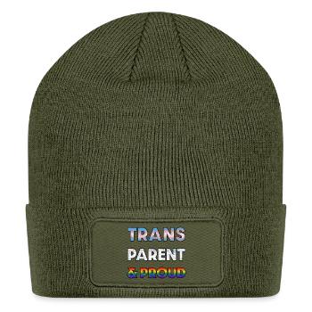 Trans Parent & Proud Rainbow - Patch Beanie - olive - Front