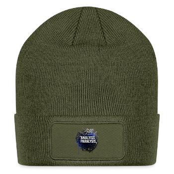 Analysis Paralysis Overthinking Glitch Art Style - Patch Beanie - olive - Front