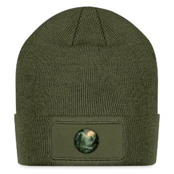 Lone Wanderer Among Moonlit Jungle Ruins - Patch Beanie - olive - Front