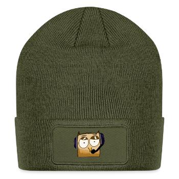 Owl Streamer Headset Icon - Patch Beanie - olive - Front