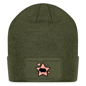 Guinea Pig Paw Star Rodent Pet Mom - Patch Beanie - olive - Front