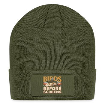 birds before screens - Patch Beanie - olive - Front
