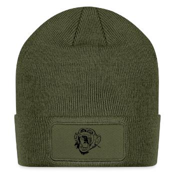 Screaming Monkey Line Art - Patch Beanie - olive - Front