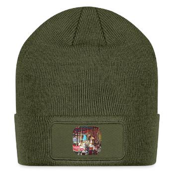 Little Girl on Merry-Go-Round - Patch Beanie - olive - Front