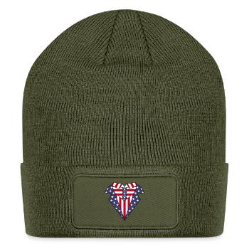 Patriotic upper suit - Patch Beanie - olive - Front