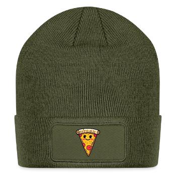 Happy Pizza Slice - Patch Beanie - olive - Front