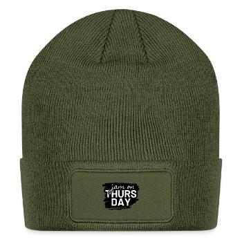 I am on Thursday Bold Typography - Patch Beanie - olive - Front