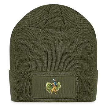 Groovy Disco Peacock with Retro Vibes - Patch Beanie - olive - Front