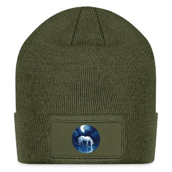 Moonlit Unicorn Reflects Serenity - Patch Beanie - olive - Front