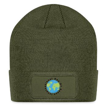 international day of Peace tshirt design  - Patch Beanie - olive - Front