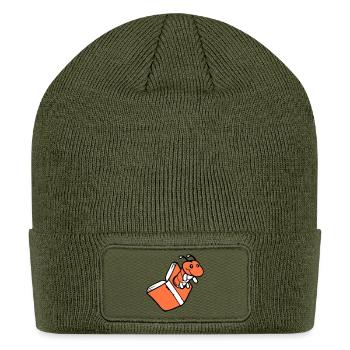 Bookworm Caterpillar Nerd Book Hole Geek Worm Read - Patch Beanie - olive - Front