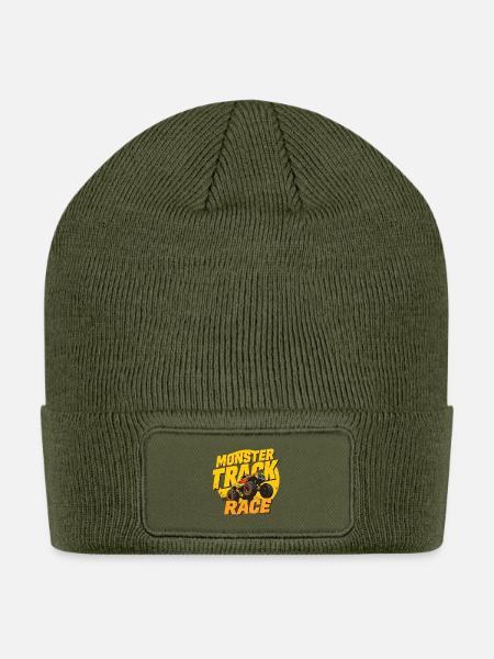 Monster Truck Race Illustration - Patch Beanie - olive