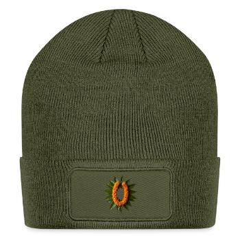 Hawaiian Tribal Necklace - orange flower - Patch Beanie - olive - Front