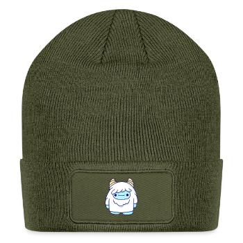 Cute Cryptid Yeti - Patch Beanie - olive - Front