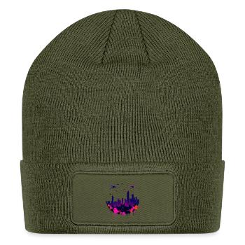 Neon City Skyline Splash - Patch Beanie - olive - Front