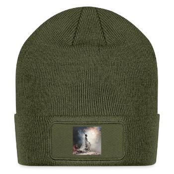 Ethereal Queen – Cosmic Dream Veil Art - Patch Beanie - olive - Front