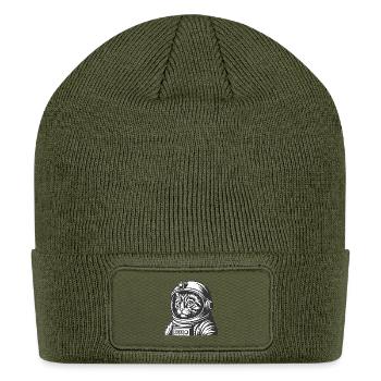 Cosmic Cat in Space Suit - Patch Beanie - olive - Front