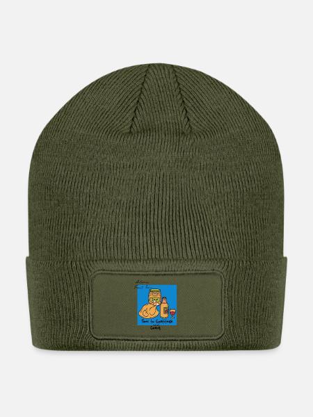 Feast Time Gratitude Jam Turkey Autumn Vibes - Patch Beanie - olive