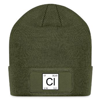 Chlorine Minimalist Periodic Glyph - Patch Beanie - olive - Front