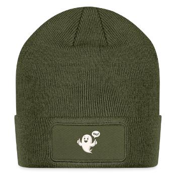 Happy Ghost Thumbs Up - Patch Beanie - olive - Front