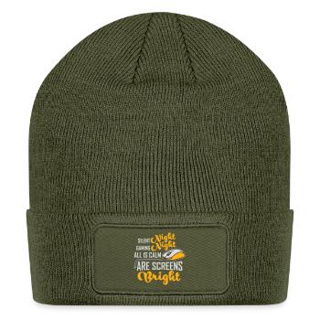 Silent Night Gaming Night All Calm Screens Bright - Patch Beanie - olive - Front