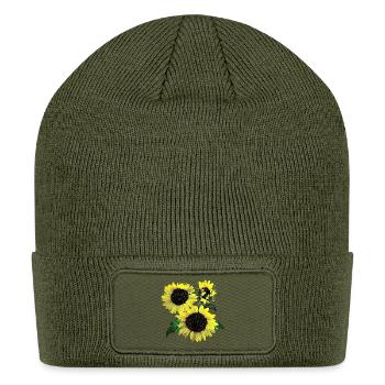 Three Sunflowers - Patch Beanie - olive - Front