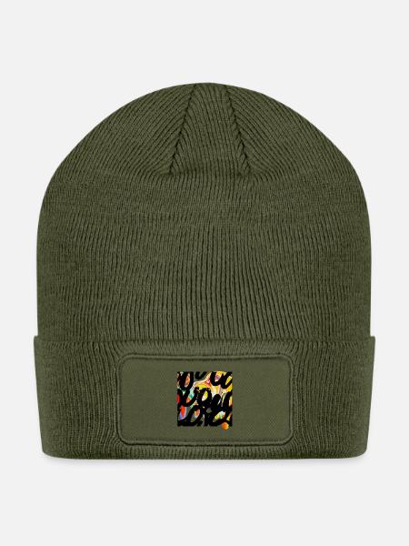 Vivid Graffiti Script - Patch Beanie - olive