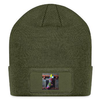Naughty List Graffiti Sock - Patch Beanie - olive - Front