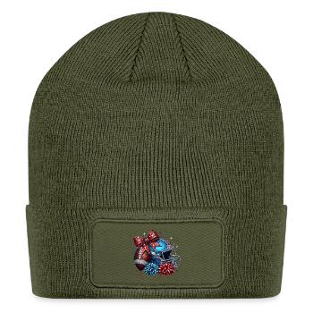 Patriotic Football Helmet Bow - Patch Beanie - olive - Front