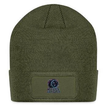 No Filter Just Glitch - Patch Beanie - olive - Front