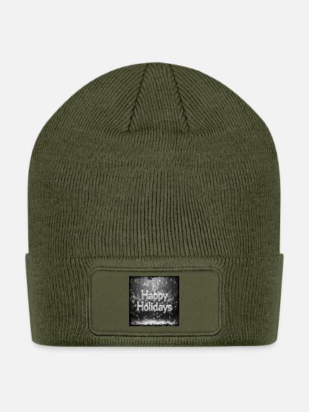 Glittery Happy Holidays - Patch Beanie - olive
