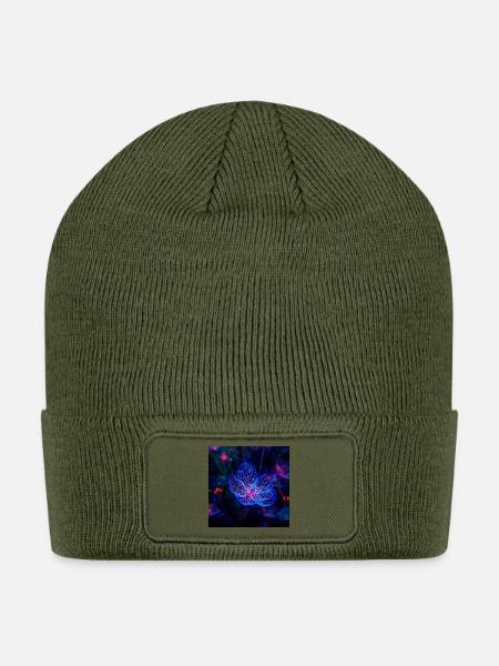 Translucent Blue - Patch Beanie - olive