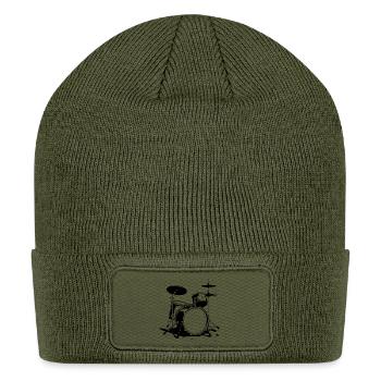 Drum Kit Sketch - Patch Beanie - olive - Front