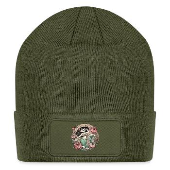 Mermaid in Rose Circle - Patch Beanie - olive - Front