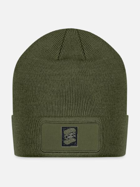 Retro Controller Exploded View Blueprint - Patch Beanie - olive